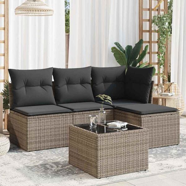 vidaXL Garden Sofa Set Grey
