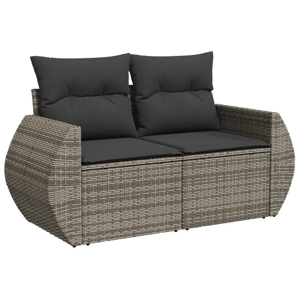 vidaXL Garden Sofa Set Grey Poly Rattan PE Rattan Large Modular