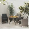 vidaXL Garden Table Grey Solid Acacia Wood, PE Rattan, Powder-Coated Steel