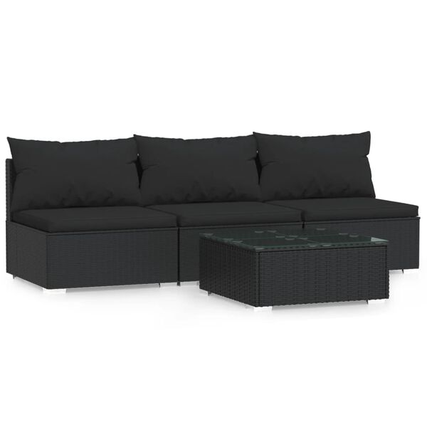 vidaXL Garden Lounge Set Black
