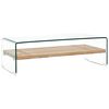 vidaXL Coffee Table Clear and Oak Tempered Glass and MDF 38.6x17.7x12.2 in