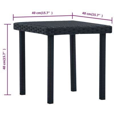 vidaXL Patio Tea Table Black 15.7"x15.7"x15.7" Poly Rattan