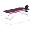 vidaXL 2-Zone Foldable Massage Table Aluminum Black and Pink