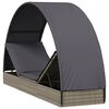 vidaXL Sunbed with Round Roof Grey 83.1x22.4x55.1" Poly Rattan