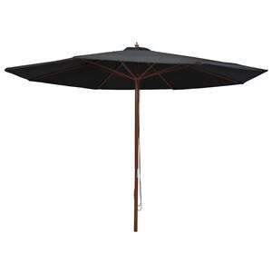 vidaXL Garden Parasol Black Bamboo, hardwood, polyester Large Foldable