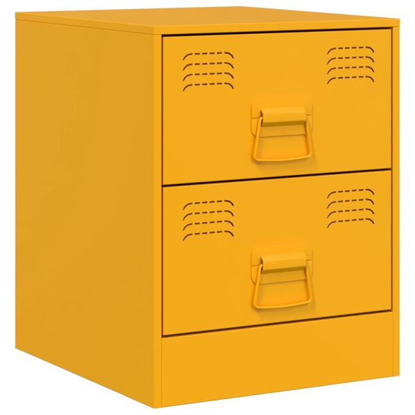 vidaXL Bedside Cabinet Yellow Steel 13.6 x 15.4 x 17.3 in