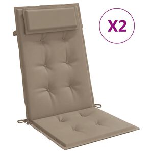vidaXL Highback Chair Cushion Set of 2 Taupe