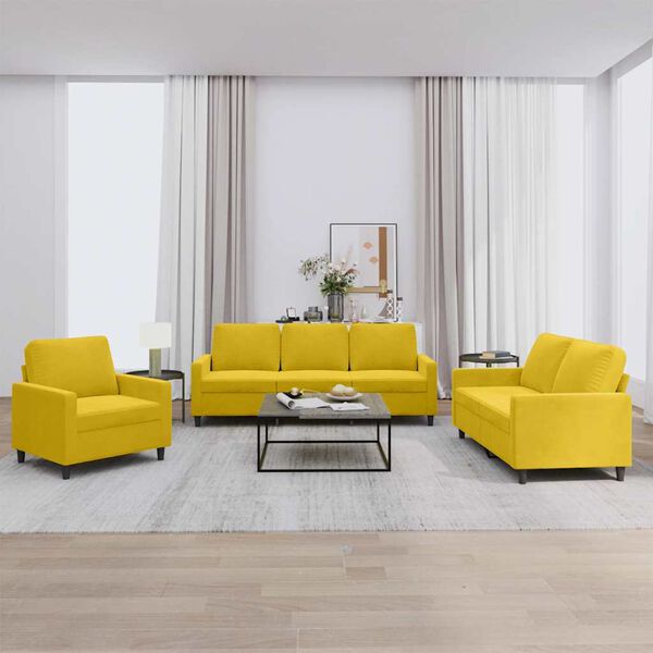 vidaXL Sofa Set Yellow Velvet (100% polyester), metal, textilene, plywood