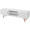 vidaXL TV Stand Shiny White MDF, Beechwood, Steel Large TV Stand