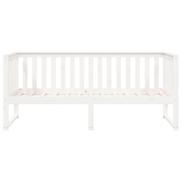 vidaXL Day Bed White Solid Pine Wood Twin Day Bed Rectangular Modern