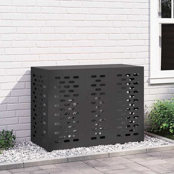 vidaXL Air Conditioner Cover Black 43.31 x 19.69 x 31.50 in Steel