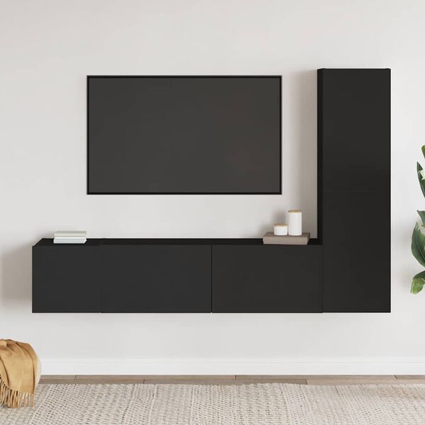 vidaXL TV Cabinet Black Engineered Wood Large TV Cabinet Rectangular