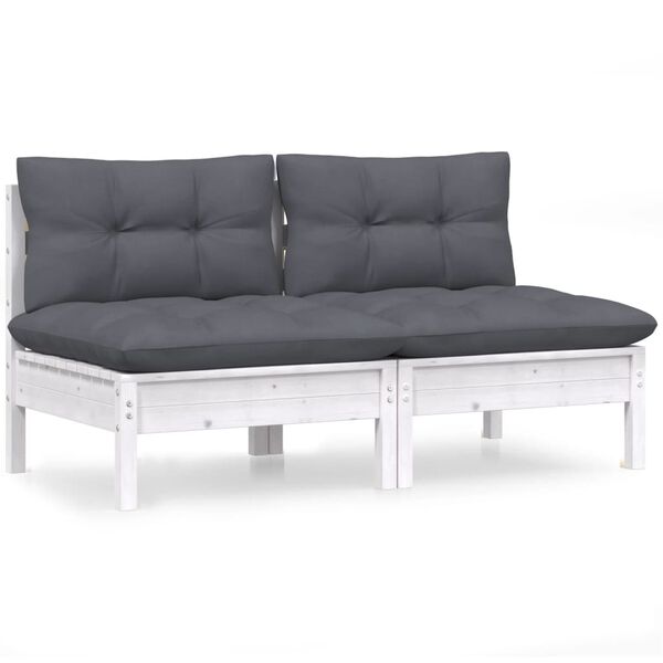 vidaXL 2-seater Garden Sofa White Solid pinewood Compact Modular