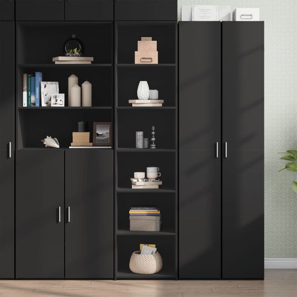 vidaXL Highboard Black Engineered wood Tall Highboard Rectangular