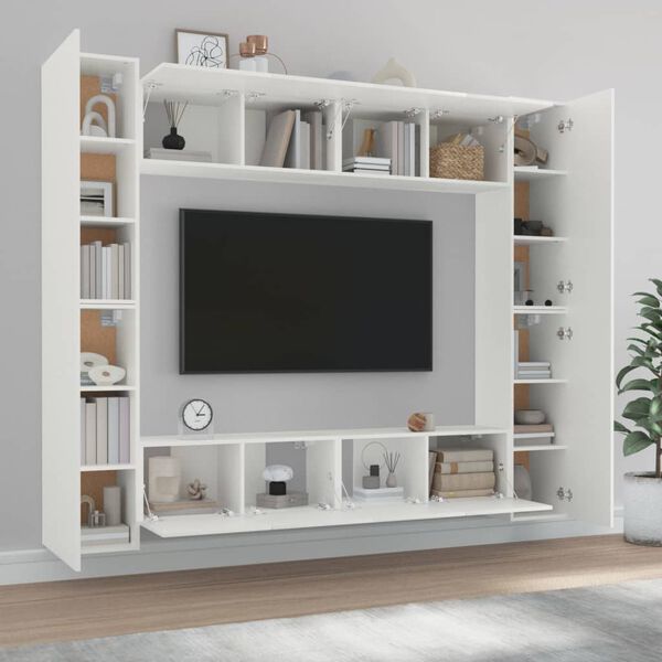 vidaXL TV Cabinet Set Set of 8 White Engineered wood Set of 8