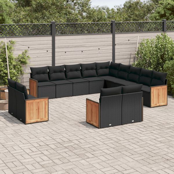 vidaXL Garden Sofa Set Black