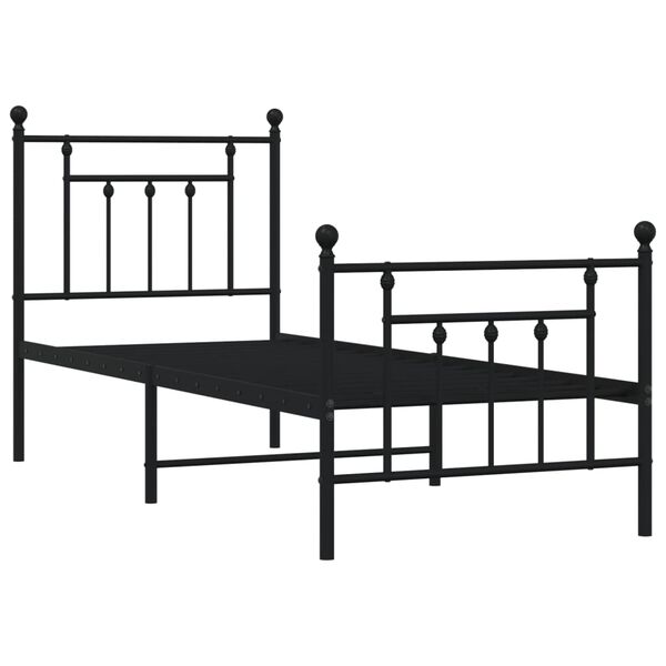 vidaXL Bed Frame Black Powder-Coated Steel Twin Bed Frame Rectangular