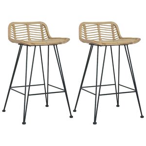 vidaXL Bar Chair Set of 2 Natural Natural rattan and metal Medium