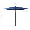 vidaXL Parasol Azure Blue Polyester 8.2ft x 8.2ft x 8.5ft Foldable