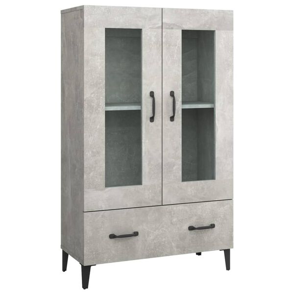 vidaXL Highboard Concrete Grey Engineered wood, Tempered glass Tall
