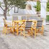 vidaXL Garden Dining Set Brown Solid Acacia Wood, Poly Rattan 7 Piece