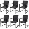 vidaXL Dining Chair Set of 6 Black PU leather, steel Standard