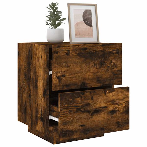 vidaXL Bedside Cabinet Set of 2 Smoked oak Engineered wood Medium