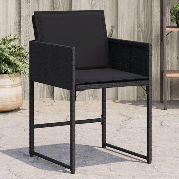 vidaXL Patio Chair Black Poly Rattan, Powder-Coated Steel Standard