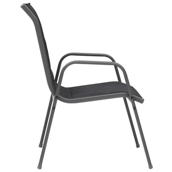 vidaXL Outdoor Chair Set of 6 Black Powder-coated steel and textilene