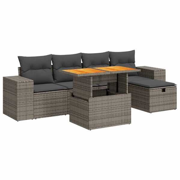 vidaXL Garden Sofa Set Light grey, Dark grey PE rattan Large Modular