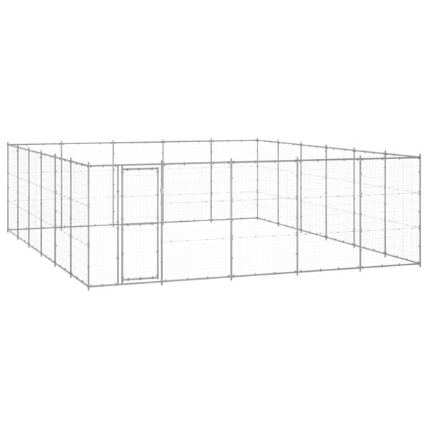 vidaXL Dog Kennel Silver Galvanized steel 390.2 sqft Durable