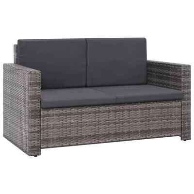 vidaXL 2 Piece Patio Lounge Set with Cushions Poly Rattan Gray