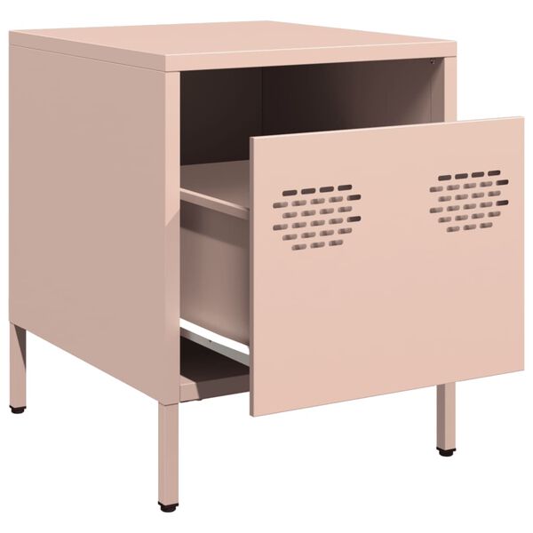 vidaXL Bedside Cabinet Set of 2 Pink Cold-rolled steel 13.8x15.4x17.1 in