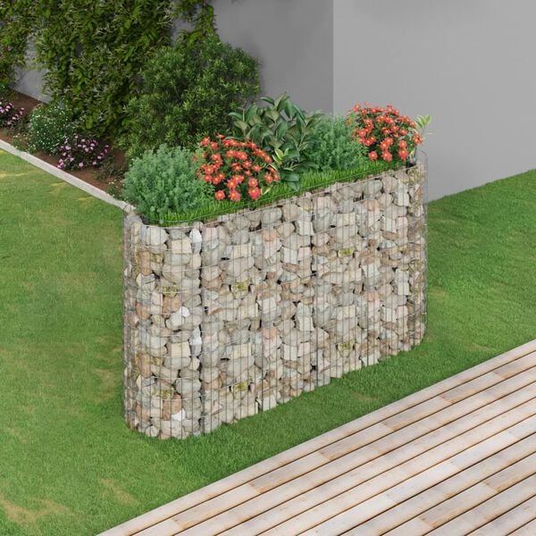vidaXL Gabion Raised Bed Silver Galvanized iron Large Heavy Duty