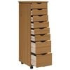 vidaXL Rolling Cabinet Honey Brown Solid Pine Wood, Engineered Wood, Plastic