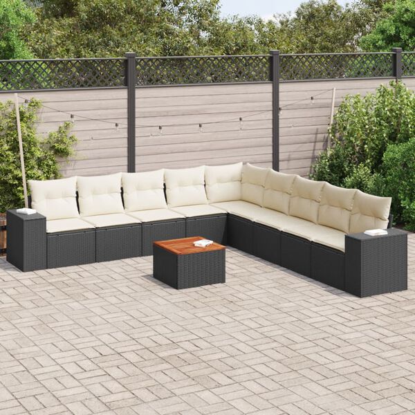 vidaXL Garden Sofa Set Black, Cream White
