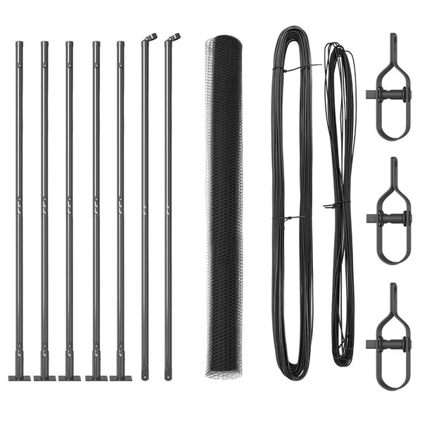 vidaXL Fence with Posts Gray 5.2'x 32.8'PVC-coated steel