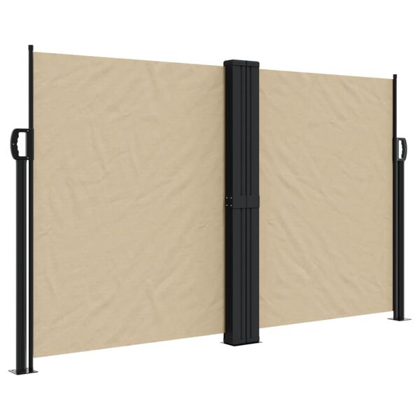 vidaXL Retractable Side Awning Beige Polyester with PU coating