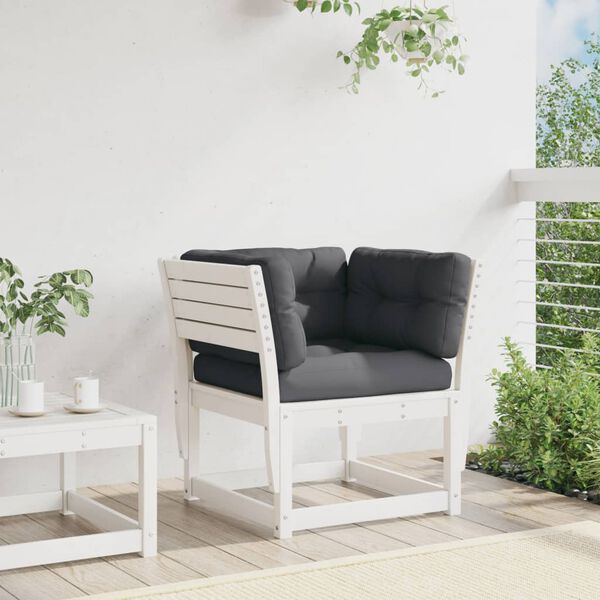 vidaXL Garden Sofa White, Anthracite Solid pine wood, Polyester Medium