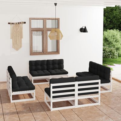 vidaXL 8 Piece Patio Lounge Set with Cushions Solid Pinewood