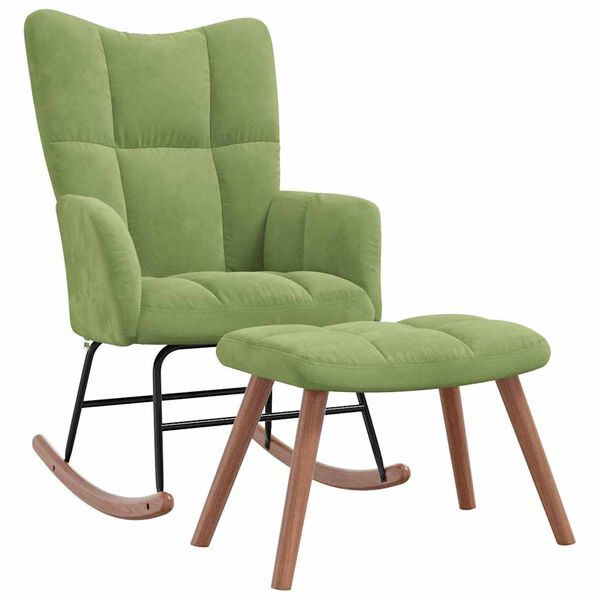 vidaXL Rocking Chair With Stool Light Green