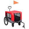 vidaXL Pet Bike Trailer Red and Grey Oxford fabric, steel, metal board