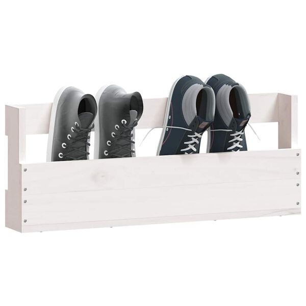 vidaXL Wall-mounted Shoe Rack Set of 2 White Solid Pine Wood