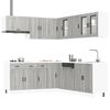 vidaXL Kitchen Cabinet Set Grey sonoma Engineered wood and glass