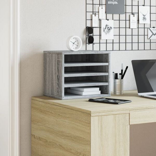 vidaXL Desk Organiser Grey Sonoma 14.2x10.2x11.6" Engineered wood