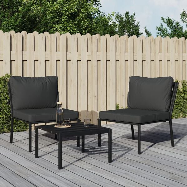 vidaXL Garden Chair Set of 2 Black and Gray