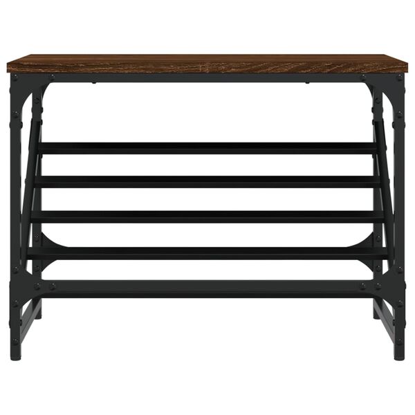 vidaXL Shoe Rack Brown Oak Engineered Wood, Powder-Coated Steel