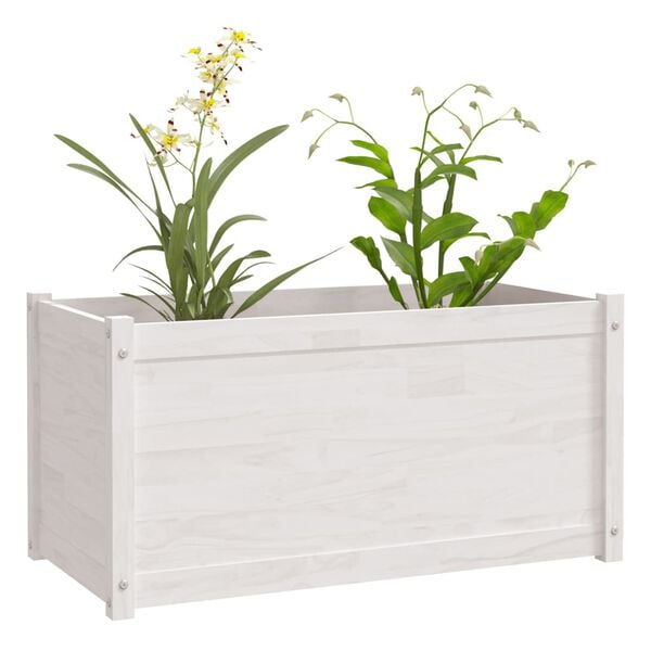 vidaXL Garden Planter White Solid pinewood Medium Garden Planter