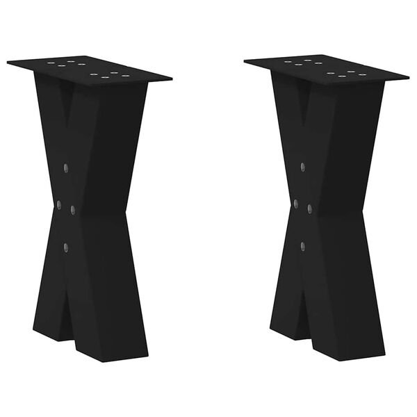 vidaXL Coffee Table Leg Set of 2 Black Powder-coated Steel