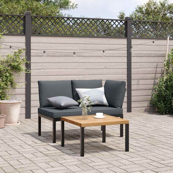 vidaXL Garden Sofa Set Black and Anthracite